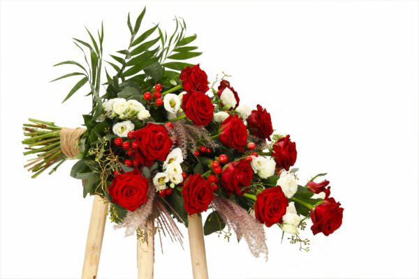 Rouwboeket Rood & Wit Tinten